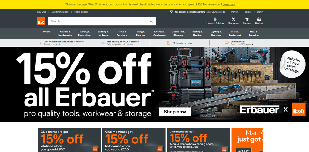 B&Q - homepage