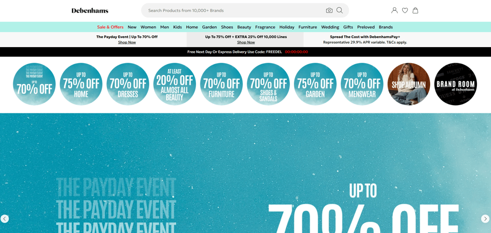 Debenhams - homepage